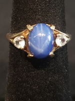 Star Sapphire and diamond Ring